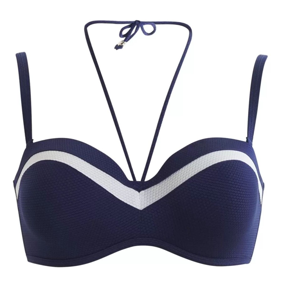 Badetoj Wiki Med Fyld | Bikini Bandeau, Navy-White