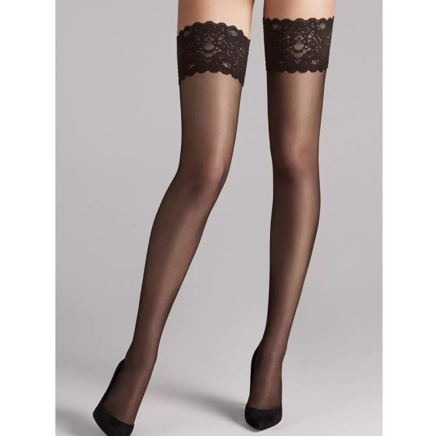 Stromper Wolford | Satin Touch 20 Stay-Up, Nearly Black