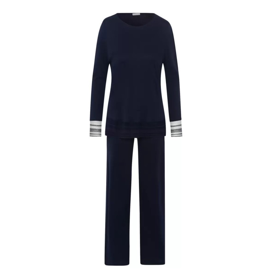 Nattoj HANRO INTERNATIONAL | Pyjamas Lang U00C6Rme, Deep Navy